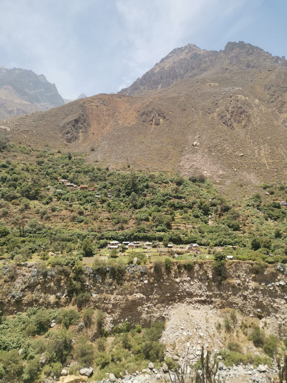 A small collection of houses, which is a village in the Colca Canyon