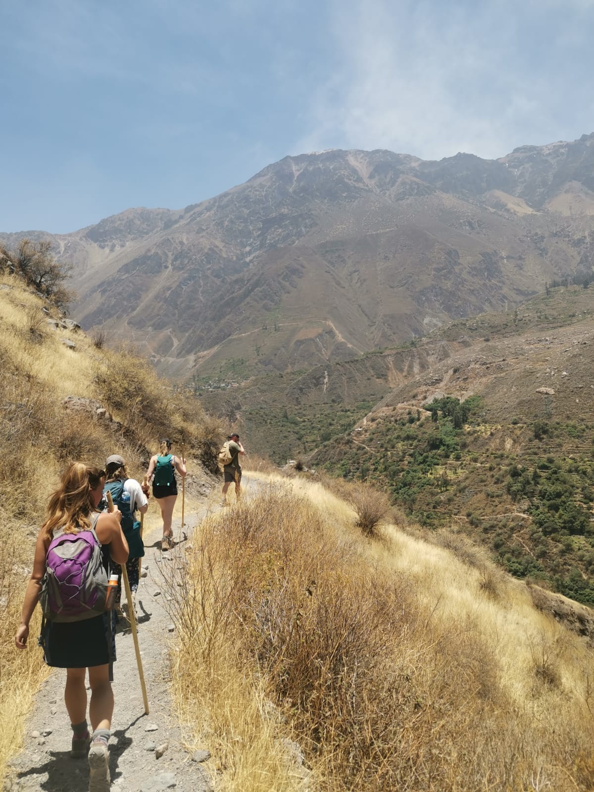 Hikers making their way along the trail at the Colca Canyon