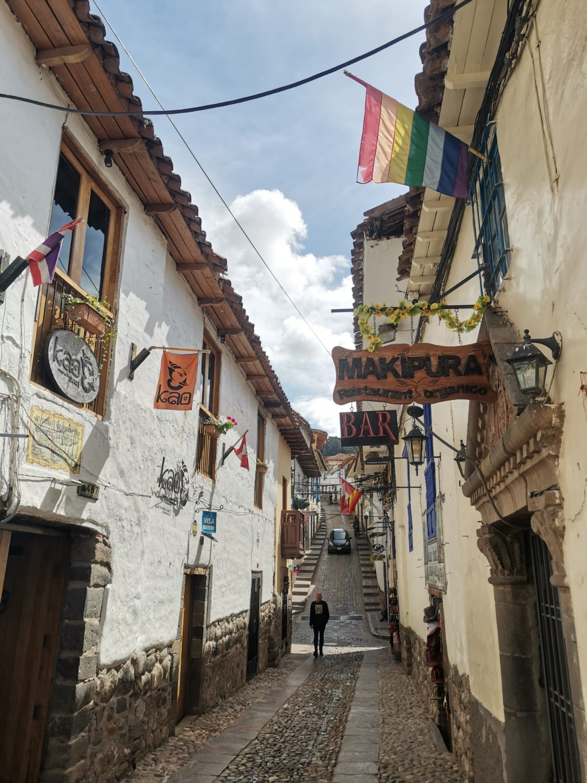 A street with many bars and restaurants
