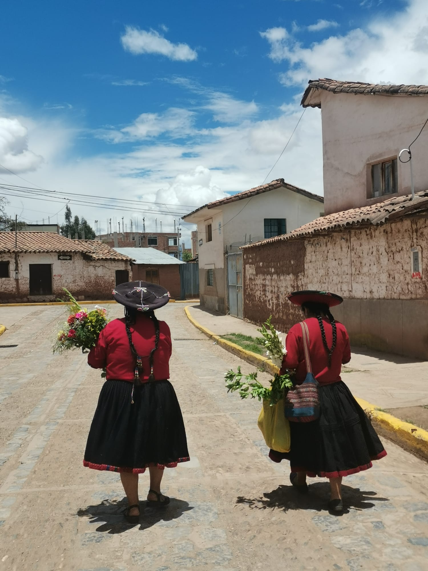 Women in Chinchero, Peru, wearing traditional clothing