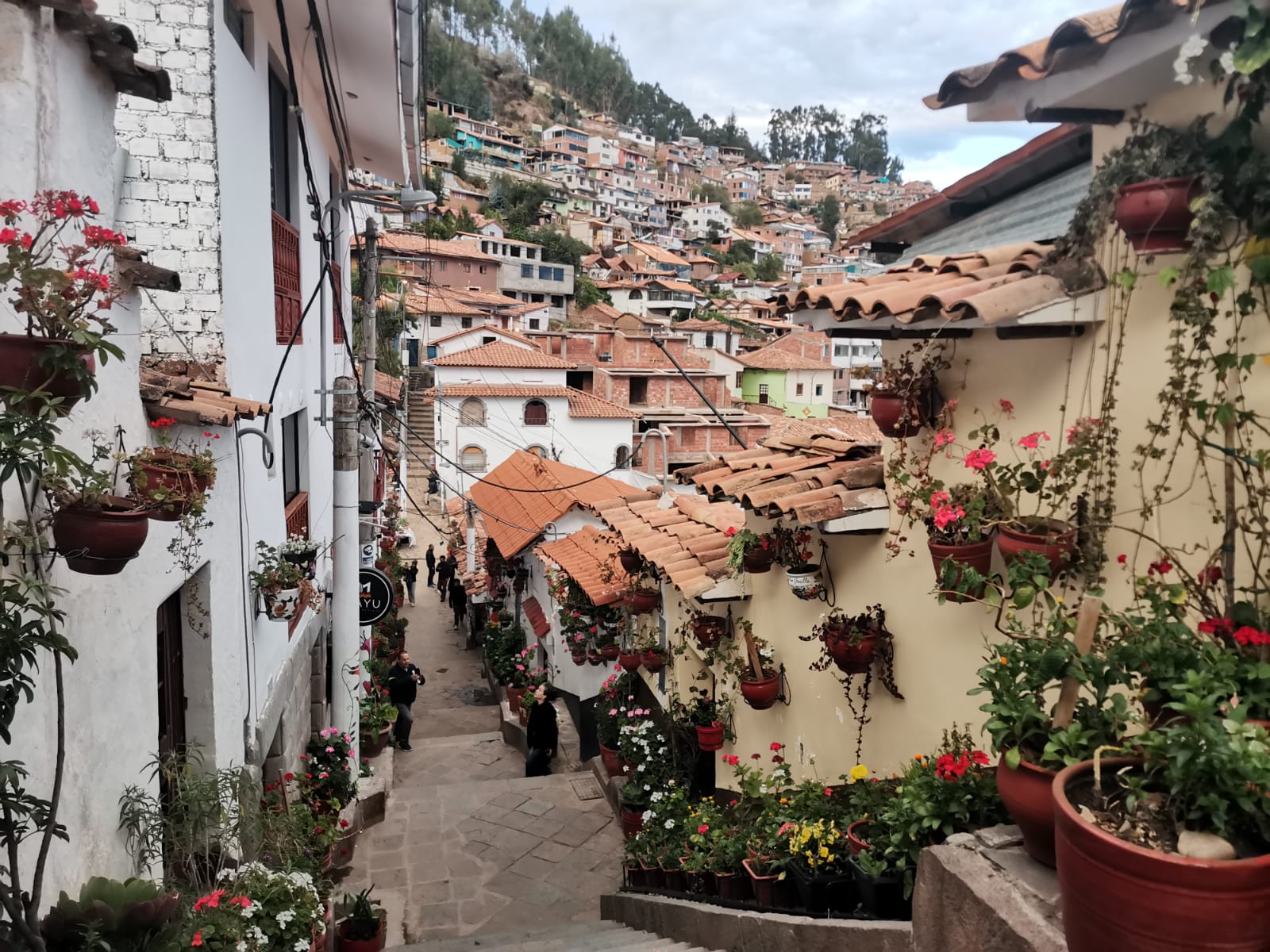 A view of the narrow colourful streets in Cusco