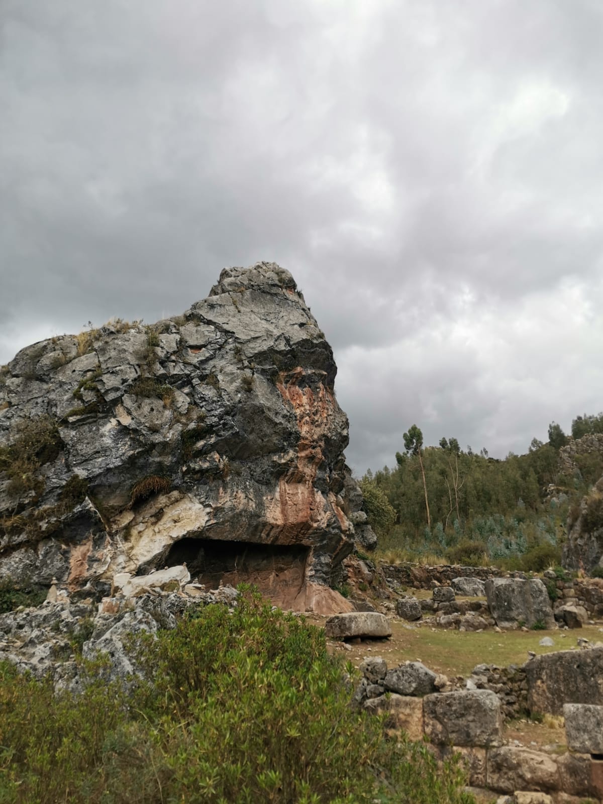 A large rock, used as a place of worship by the Incas