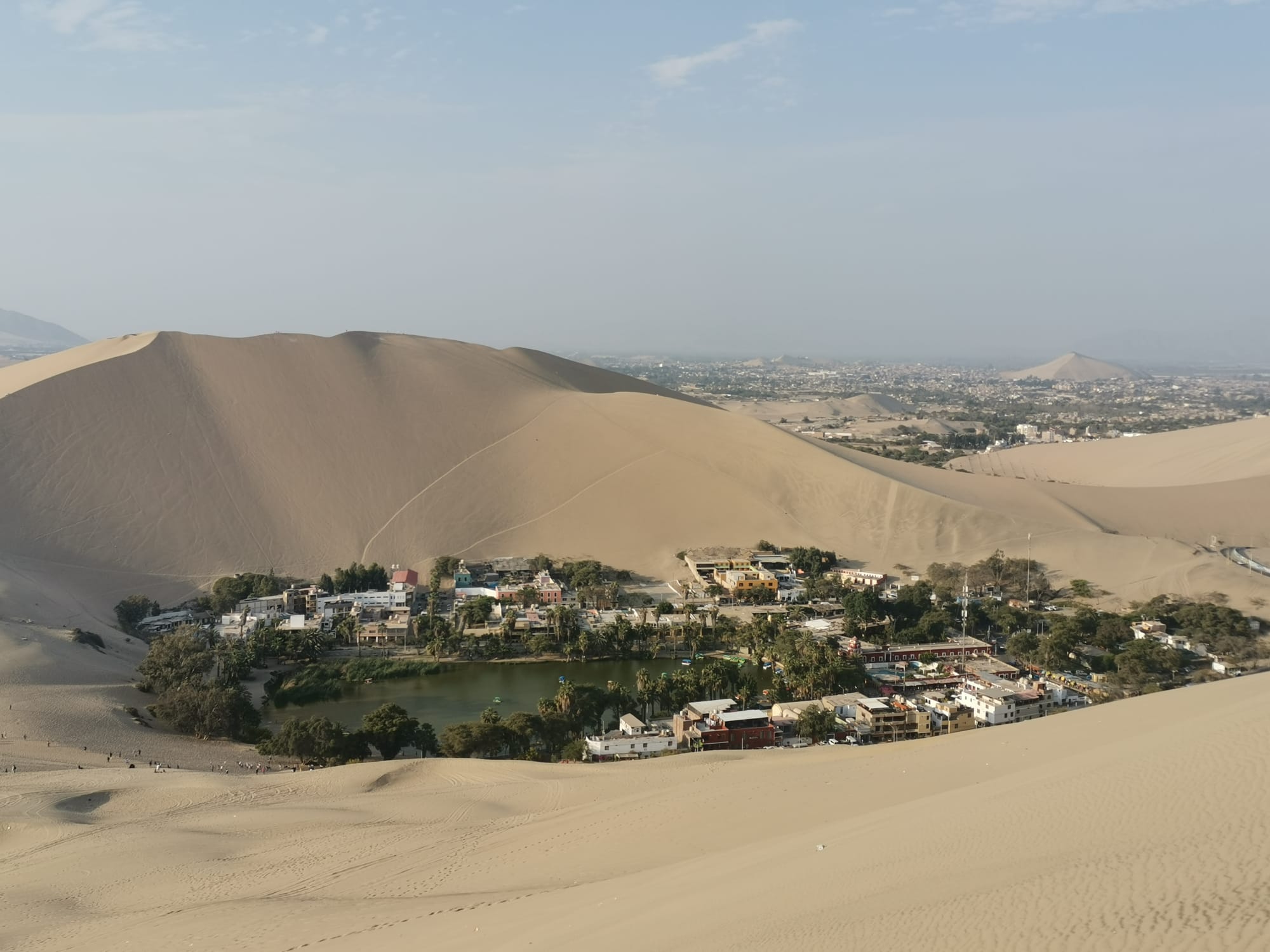 Huacachina oasis in sand dunes